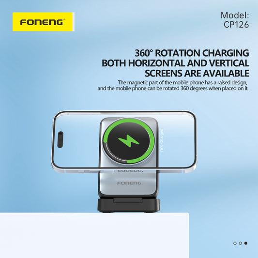 FONENG CP126 3 in 1 Foldable Magnetic Wireless Charging Stand 15W