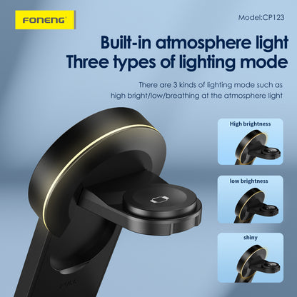 FONENG CP123 3 in 1 Foldable Magnetic Wireless Charging Stand 15W