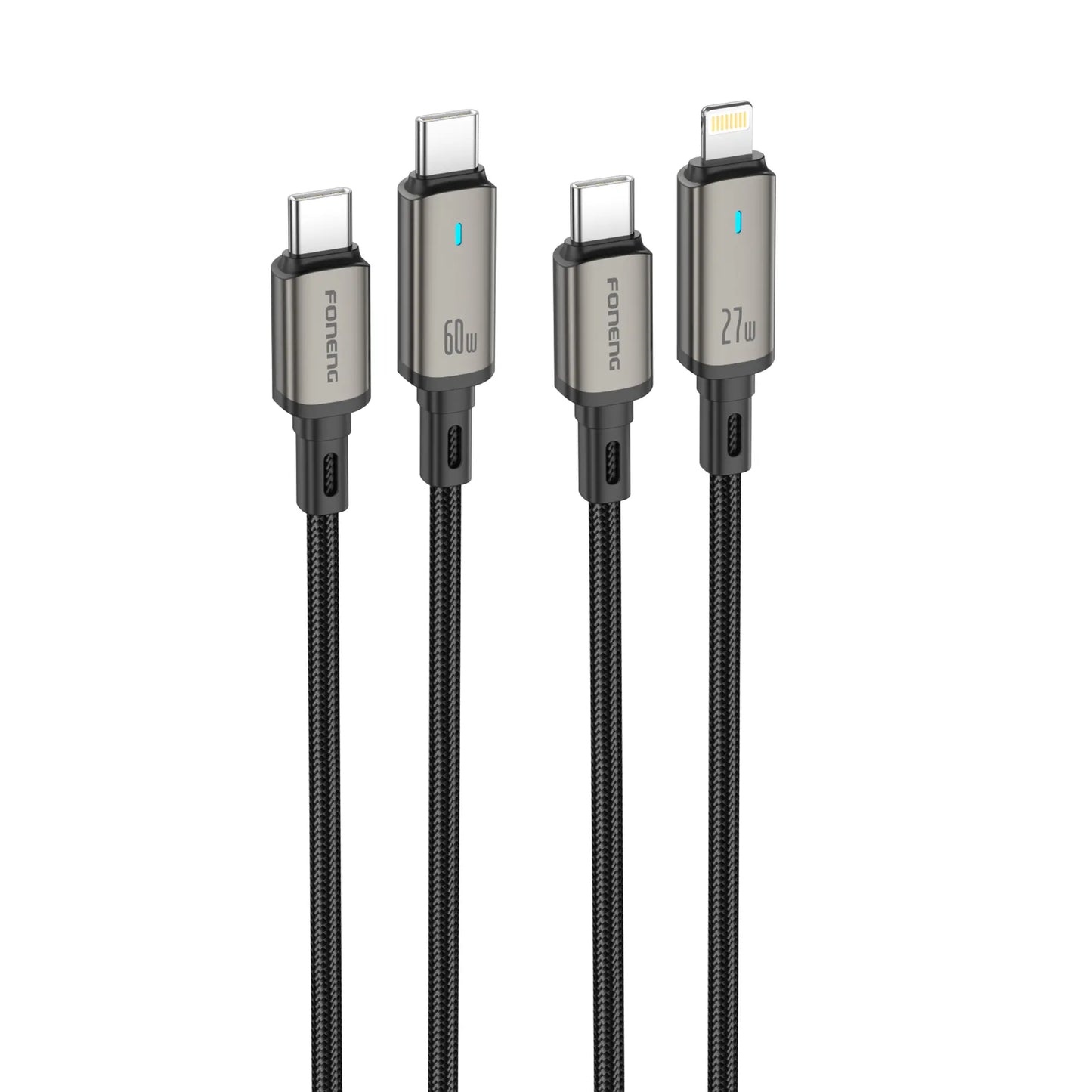 FONENG XS12 Auto Power-Off Aluminum Alloy Head Braided Cable