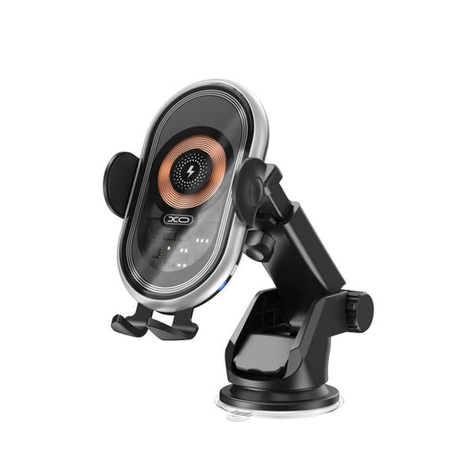XO WX038 Transparent Wireless Charging 2 Brackets Car Holder 15W