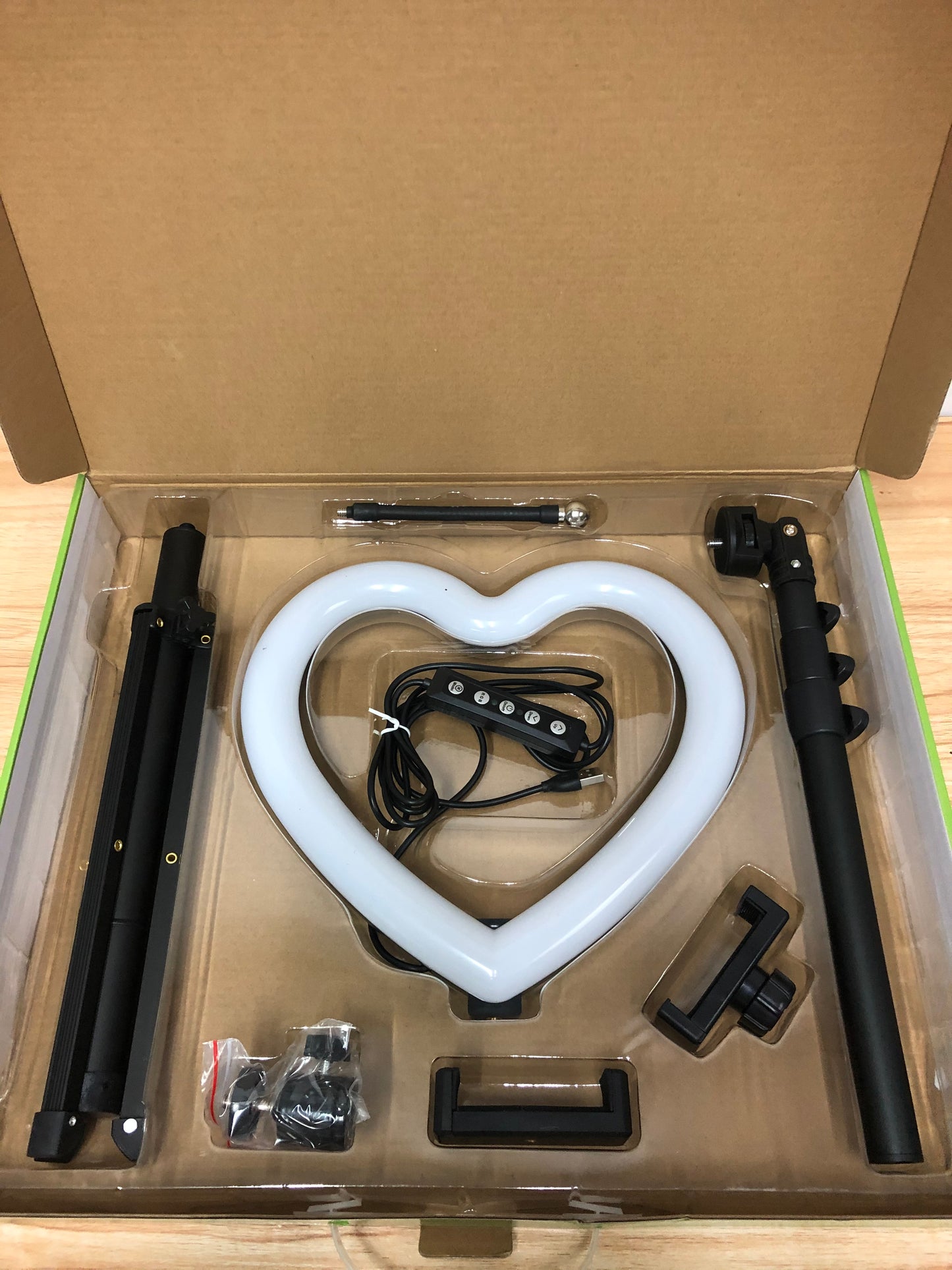 26cm/10inch JM-26 Heart-Shaped RGB LED Ring Light with Phone Holder & 1.3M Stand Set