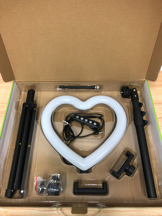 26cm/10inch JM-26 Heart-Shaped RGB LED Ring Light with Phone Holder & 1.3M Stand Set