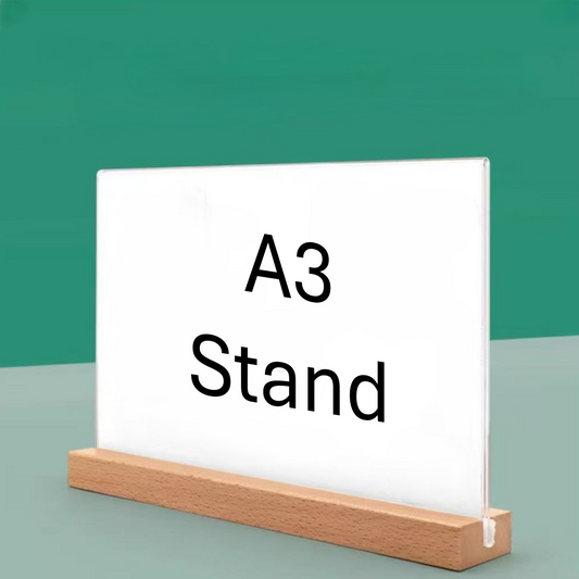 A3 Display Acrylic Stand with Wooden Base