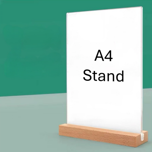 A4 Display Arcylic Stand with Wooden Base