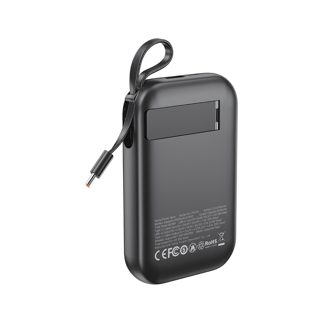XO PR270 3 in 1 Magnetic 15W Wireless Charging Power Bank with Type-C Cable 10000mAh