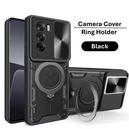 OPPO Reno12 F 5G Armor Shockproof Slide Camera Cover and Magnetic Ring Holder Case