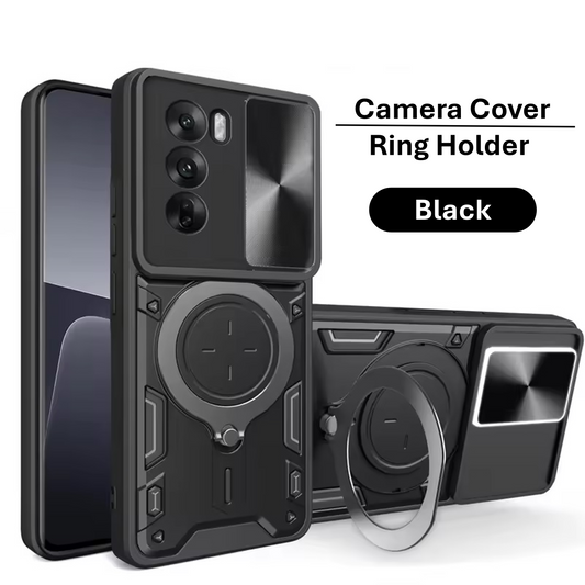 OPPO Reno12 F 5G Armor Shockproof Slide Camera Cover and Magnetic Ring Holder Case