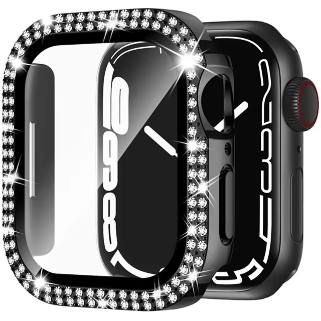 iWatch 45mm Tempered Glass with Diamond Bezel Case