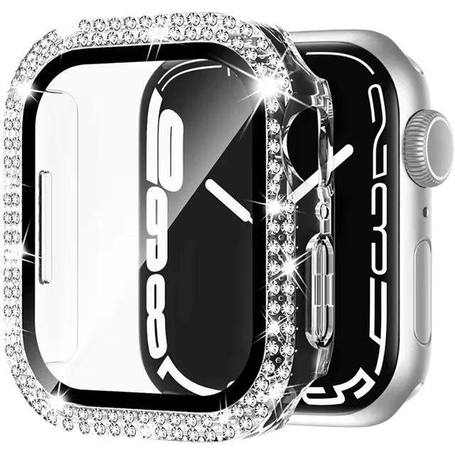 iWatch 10th Gen Tempered Glass with Diamond Bezel Case