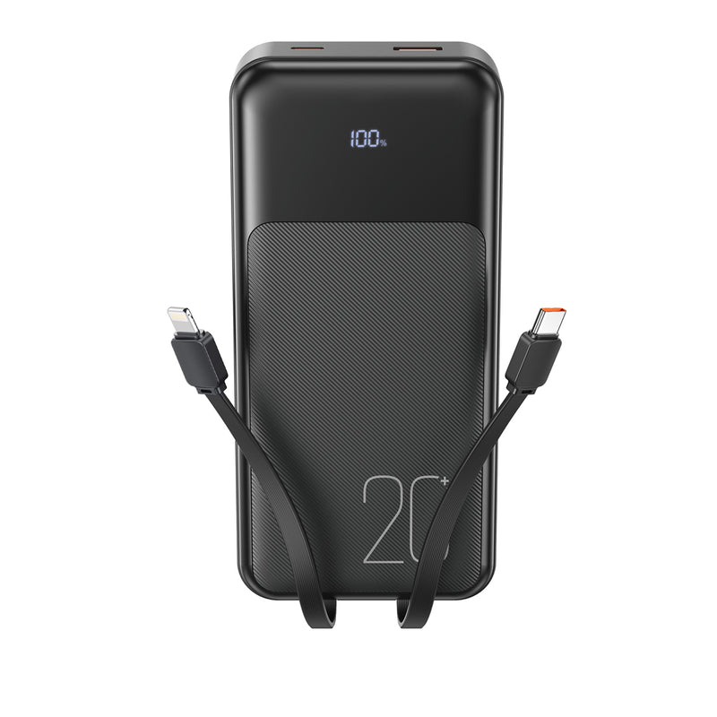XO PR249 Digital Display Power Bank with Built-in Cables 20000mAh