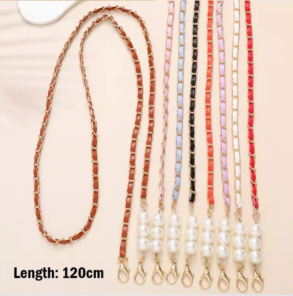 Crossbody Phone PU Leather Chain with Pearl 120cm