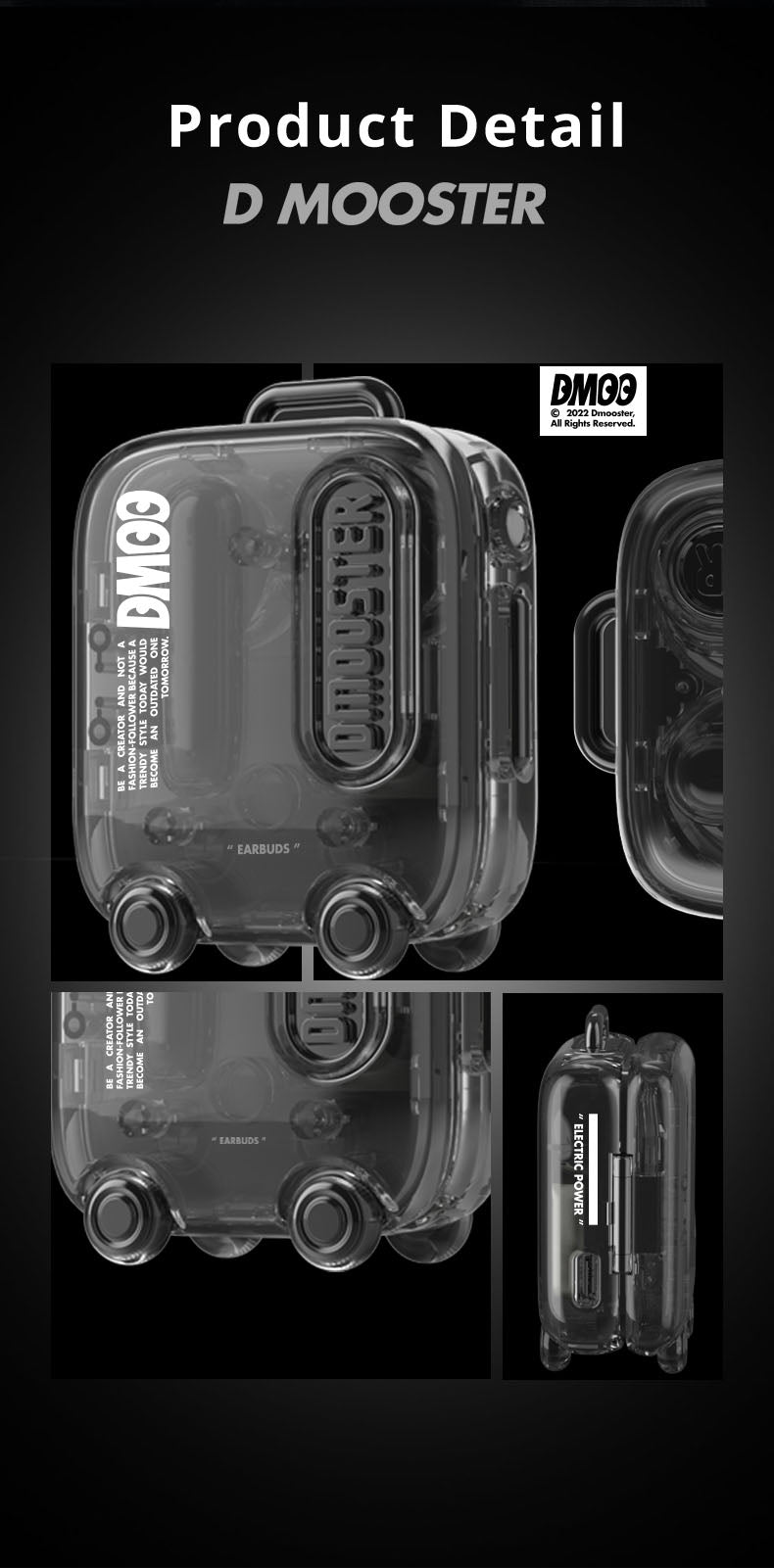 DMOOSTER D03 Transparent Suitcase TWS Wireless Earphones