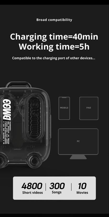 DMOOSTER D03 Transparent Suitcase TWS Wireless Earphones