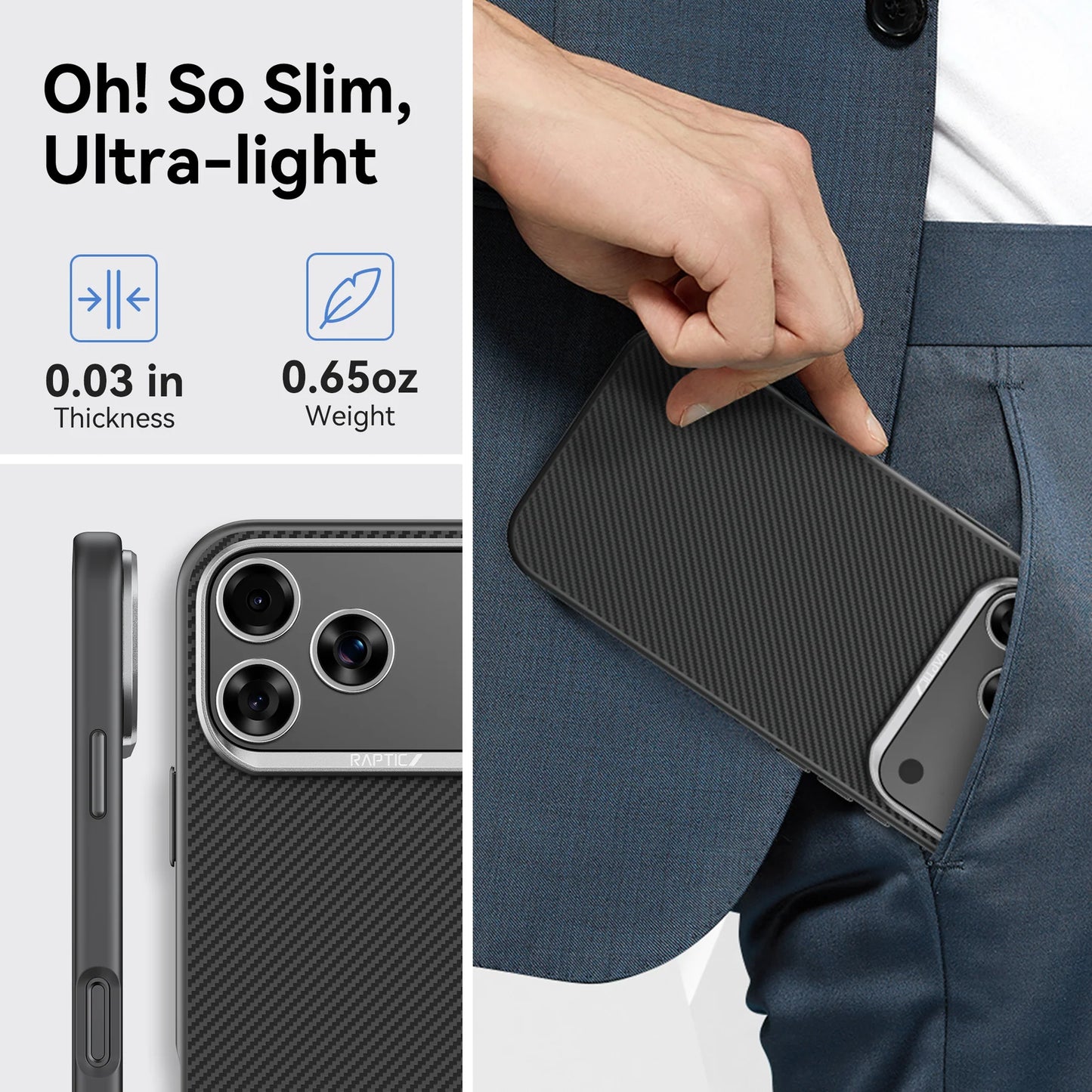 iPhone 17 Pro Max 6.9 RAPTIC Aramid Fiber Dual Magsafe 600D Series