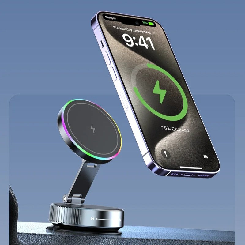 K3 RGB Wireless Charging Vacuum Magnetic Suction Car/Desk Holder 15W