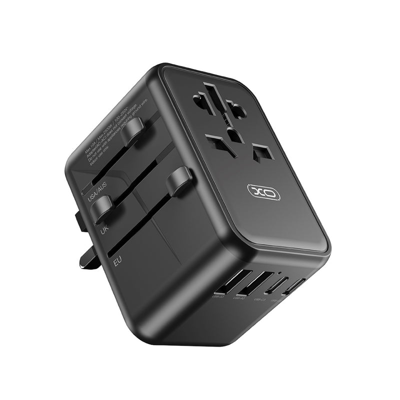 XO WL22 65W GaN Nitride Universal Travel Adapter Charger (1AC+3USB-C+2USB-A)