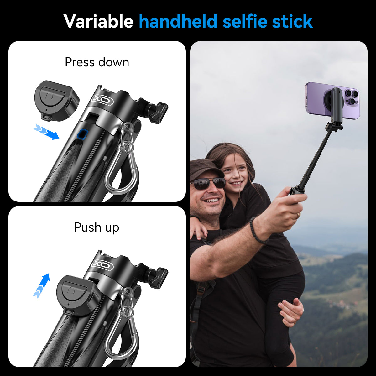 XO SS22 4 in 1 Magnetic Multi-Function Mini Bluetooth Selfie Stick