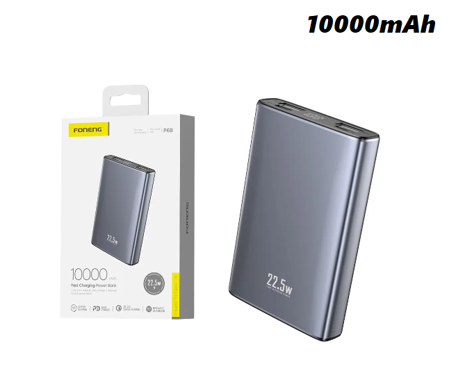 FONENG P68 Mini Power Bank 22.5W & 3 Outputs 10000mAh