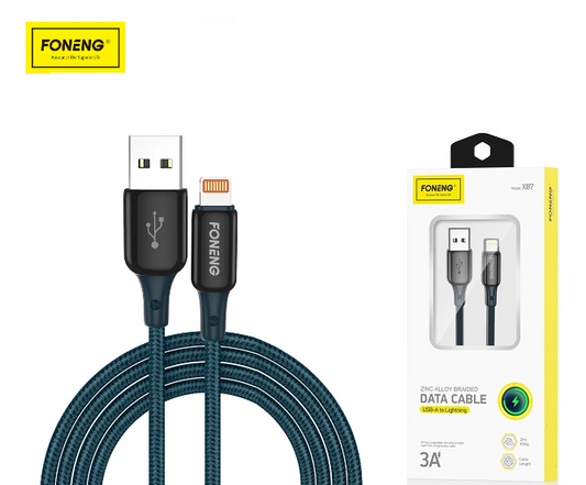 FONENG X87 Zinc Alloy Series Lightning 3A USB Cable 1.2M