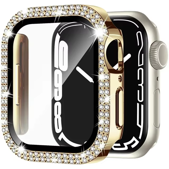 Watch 41mm Tempered Glass with Diamond Bezel Case