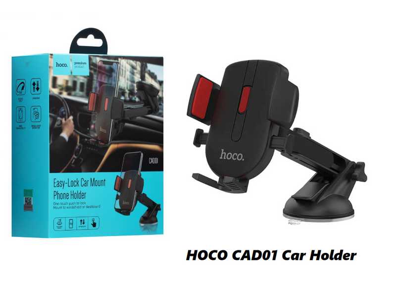 HOCO CAD01 Easy-Lock Car Mount Phone Holder- Black