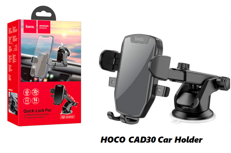 HOCO CAD30 Quick-Lock Pro Car Mount Phone Holder- Black