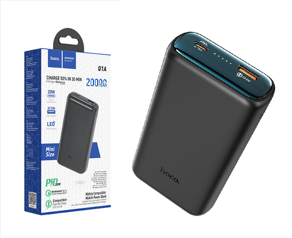 HOCO Q1A 22.5W PD+QC Mini Size Power Bank 20000mAh - Black