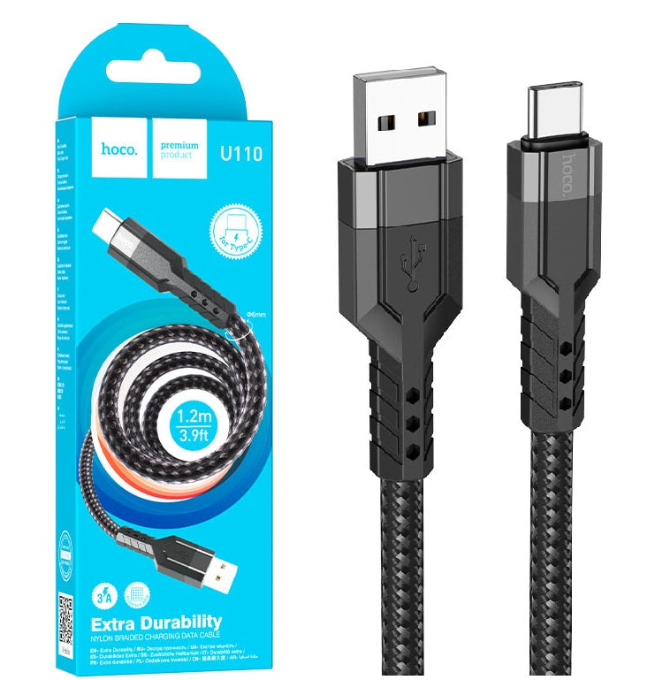 HOCO U110 Extra Durability Nylon Braided Type-C USB Cable 1.2M