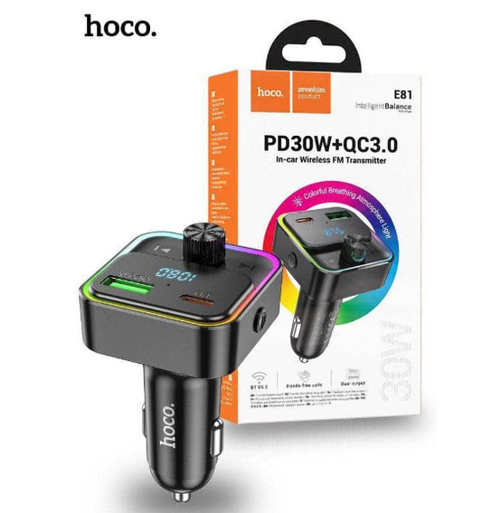 HOCO E81 Fantasy PD30W+QC3.0 BT FM Transmitter Car Charger