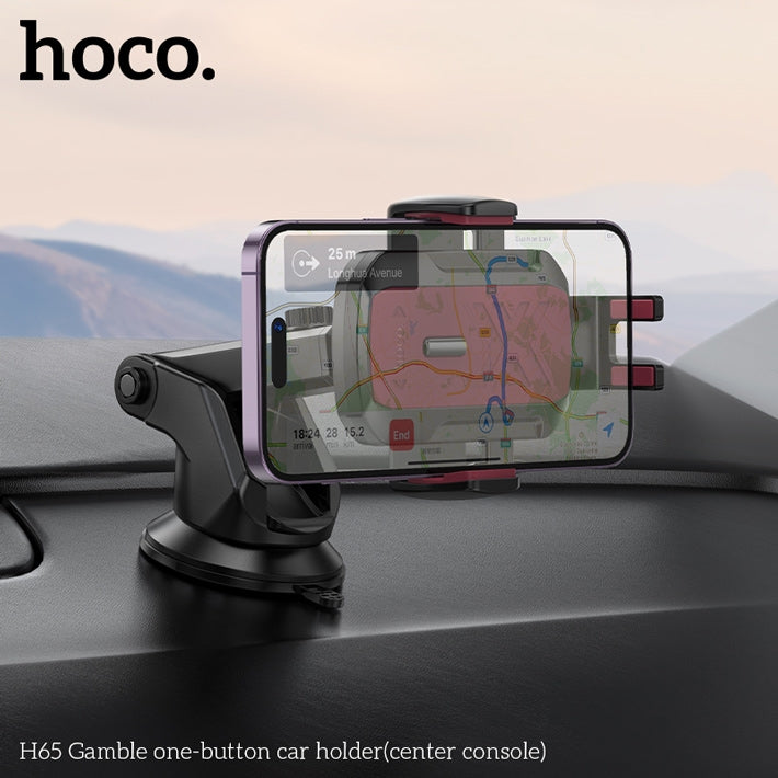 HOCO H65 Gamble One-Button Center Console Car Holder