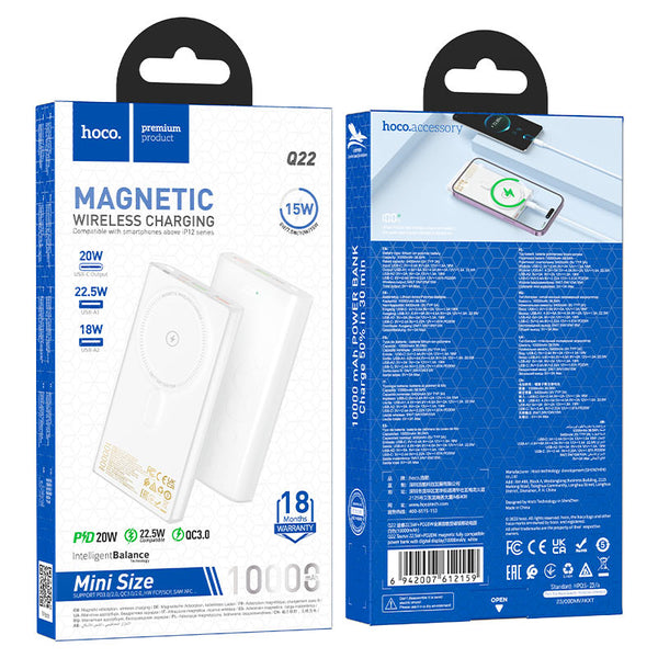 HOCO Q22 PD+QC 22.5W Magnetic Wireless Power Bank 10000mAh