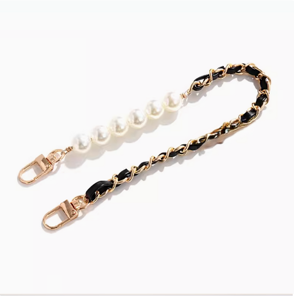 Hand Wrist Phone PU Leather Chain with Pearl 35cm