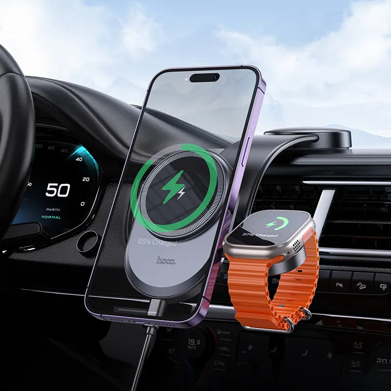 HOCO HW28 Excelso 2 in 1 Wireless Charging Center Console Car Holder