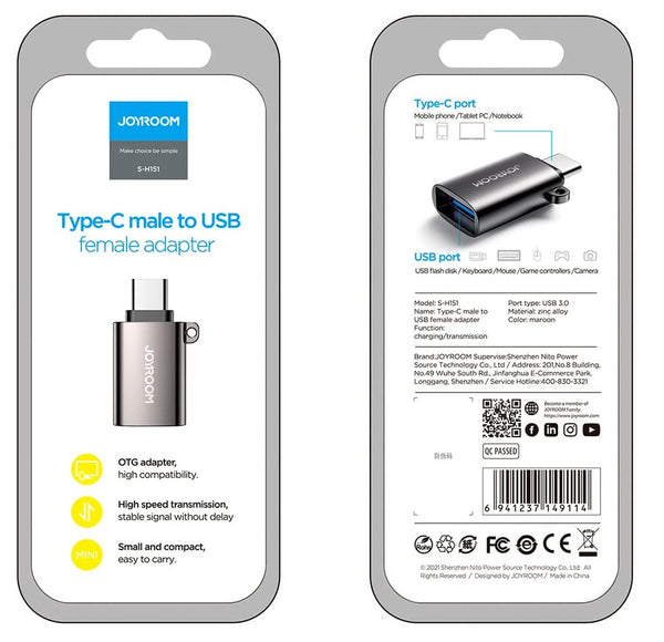 Joyroom S-H151 Type-C (M) to USB-A (F) Adapter
