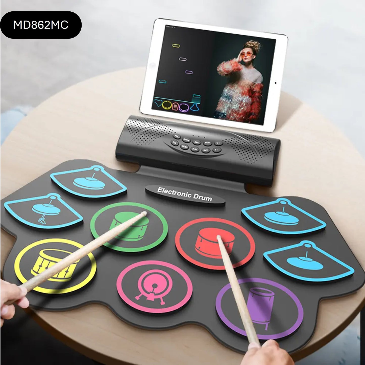 KONIX Silicone Roll Up Electronic Drum Set with Bluetooth Speaker