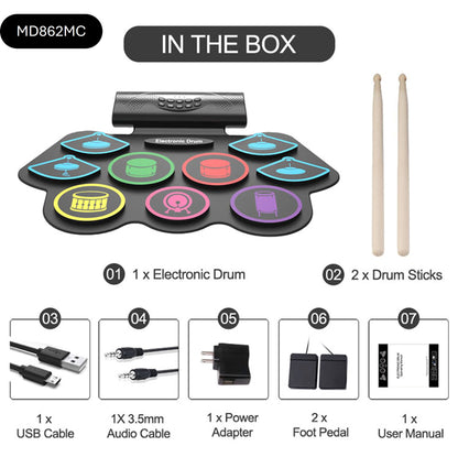 KONIX Silicone Roll Up Electronic Drum Set with Bluetooth Speaker