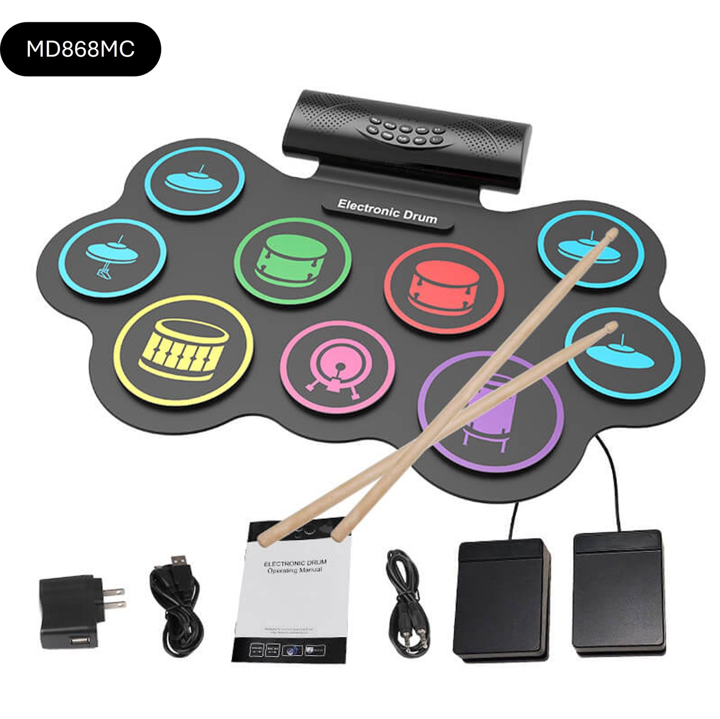 KONIX Silicone Roll Up Electronic Drum Set with Bluetooth Speaker