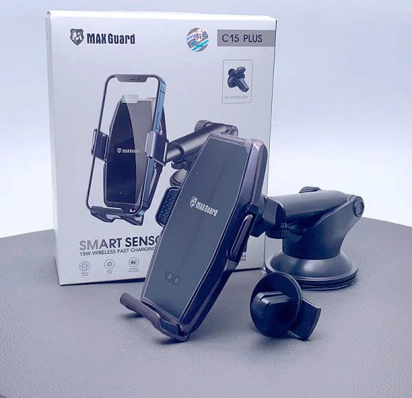 MaxGuard C15 Plus Wireless Charger 2 in 1 Car Holder 15W
