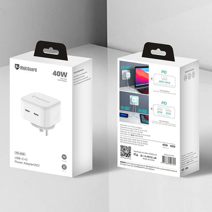 MaxGuard PD-40W Dual Port USB-C to USB-C Power Adapter