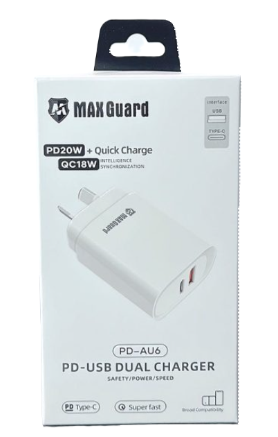 Maxguard PDAU6 PD20W QC18W USB Type-C Power Adapter