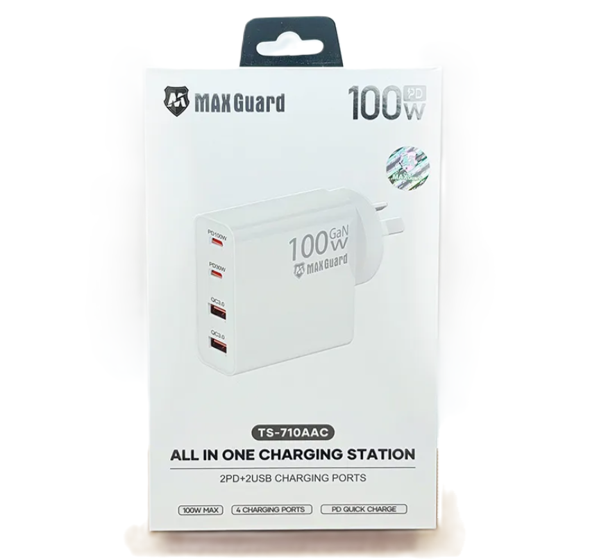 Maxguard TS710AAC 2PD + 2USB-A 100W Power Adapter