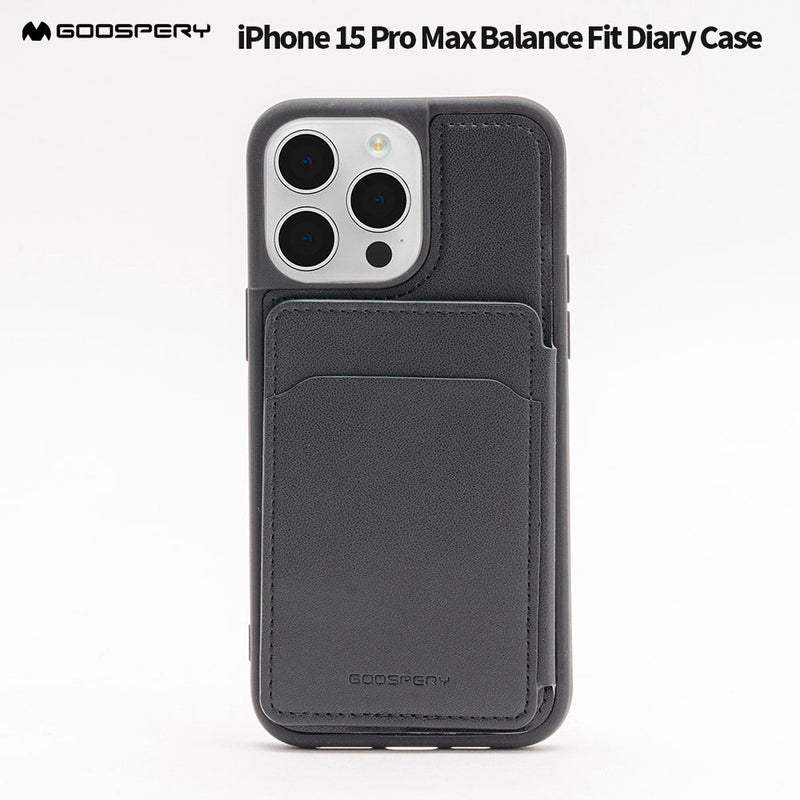 iPhone 15 Pro 6.1 Mercury Balance Fit Diary Series 5 Cards Back Pocket Case