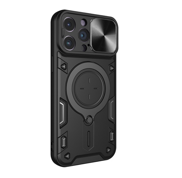 OPPO Reno12 5G Armor Shockproof Slide Camera Cover and Magnetic Ring Holder Case