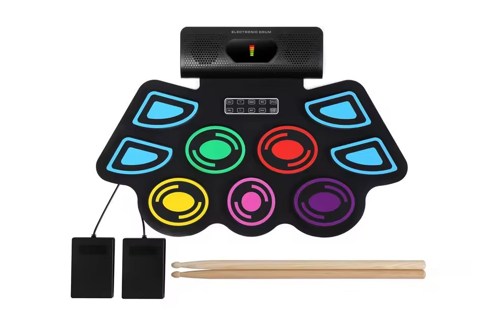 Double Horn Hand-Rolled Drum Set with Bluetooth Speaker