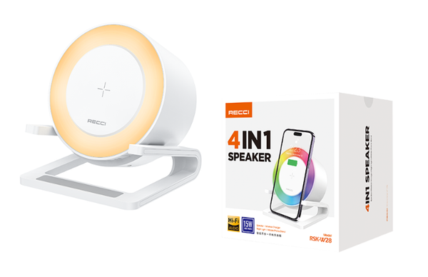 Recci RSK-W28 4 in 1 Bluetooth Speaker with Wireless Charging 15W