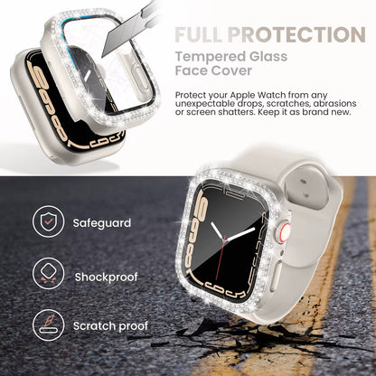 iWatch 10th Gen Tempered Glass with Diamond Bezel Case