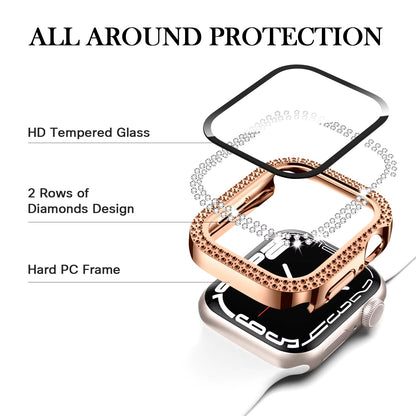 iWatch 10th Gen Tempered Glass with Diamond Bezel Case