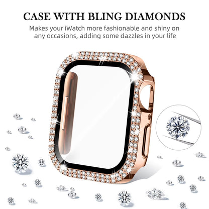 iWatch 10th Gen Tempered Glass with Diamond Bezel Case