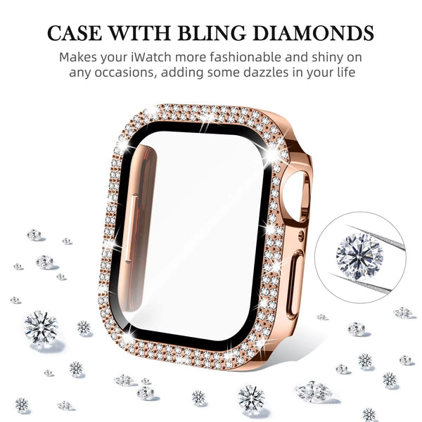 iWatch 10th Gen Tempered Glass with Diamond Bezel Case