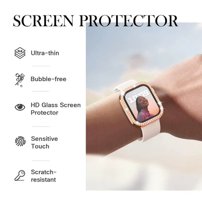 iWatch 10th Gen Tempered Glass with Diamond Bezel Case